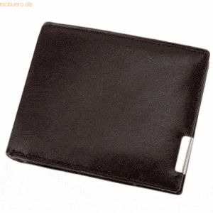 Alassio Geldbörse mit Metallemblem Querformat 10x8cm Leder schwarz