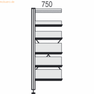 Kerkmann Bibliotheks-Regal libra Regalfeld 5 Böden 75x30x230cm Holzböd