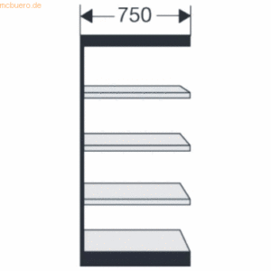 Kerkmann Büroregal Progress 2000 Regalfeld 75x50x190cm 5 Böden o. Rück