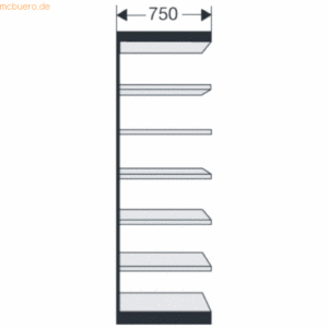 Kerkmann Büroregal Progress 2000 Regalfeld 75x40x260cm 7 Böden o. Rück