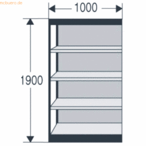 Kerkmann Büroregal Progress 2000 100x60x190cm 5 Böden m. Rückwand schw
