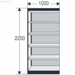Kerkmann Büroregal Progress 2000 100x60x225cm 6 Böden m. Rückwand schw