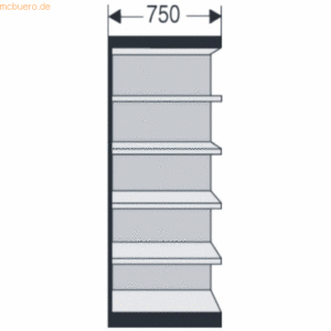 Kerkmann Büroregal Progress 2000 Regalfeld 75x60x225cm 6 Böden m. Rück