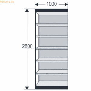 Kerkmann Büroregal Progress 2000 100x40x260cm 7 Böden m. Rückwand schw
