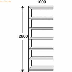 Kerkmann Regalfeld Stora 100 HxBxT 260x100x30cm 7 Böden ohne Rückwand