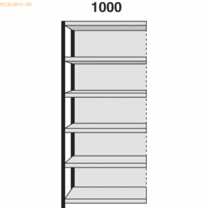 Kerkmann Regalfeld Stora 100 HxBxT 225x100x40cm 6 Böden mit Rückwand s