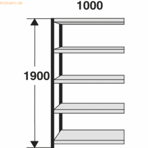 Kerkmann Regalfeld Stora 100 HxBxT 190x100x60cm 5 Böden ohne Rückwand