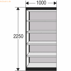 Kerkmann Büro-Regal Progress 2000 Regalfeld HxBxT 2250x1000x300mm 6 Bö