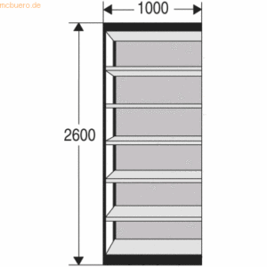 Kerkmann Büro-Regal Progress 2000 Regalfeld HxBxT 2600x1000x300mm 7 Bö