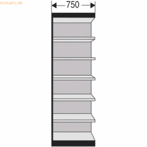 Kerkmann Büro-Regal Progress 2000 Regalfeld HxBxT 2600x750x600mm 7 Böd
