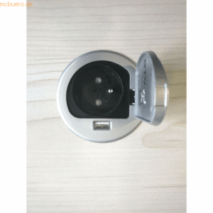 Kerkmann Tischsteckdose 1-fach + USB versenkbar silber/schwarz