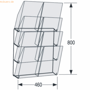 Kerkmann Wandmagazin Concept BxTxH 46x19x80cm 2x4 Fächer transparent