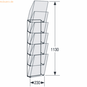 Kerkmann Wandmagazin Concept BxTxH 23x19x113cm 6 Fächer transparent