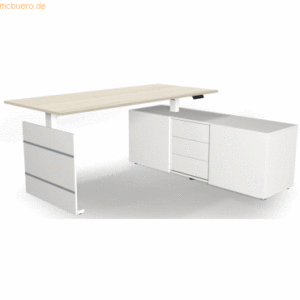 Sitz-/Stehtisch Move 3 180x80x72-120 mit Sideboard ahorn