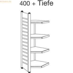 Kerkmann Design-Regal M2 Eckfeld BXHxT 400x1800x600mm 4 Böden alusilbe