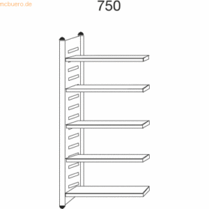 Kerkmann Design-Regal M2 Regalfeld BXHxT 750x2200x600mm 5 Böden alusil