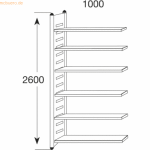 Kerkmann Design-Regal M2 Regalfeld BXHxT 1000x2600x600mm 6 Böden alusi