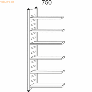 Kerkmann Design-Regal M2 Regalfeld BXHxT 750x2600x600mm 6 Böden alusil