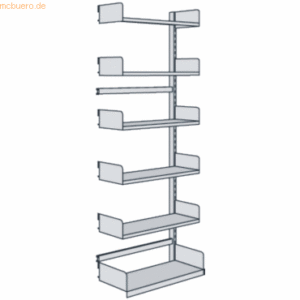 Kerkmann Bibliotheks-Regal Univers einseitig Anbaufeld 100x25x225cm mi