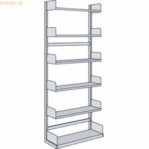 Kerkmann Bibliotheks-Regal Univers einseitig Grundfeld 100x30x225cm mi