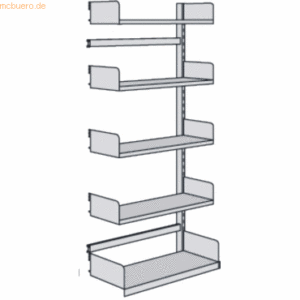 Kerkmann Bibliotheks-Regal Univers einseitig Anbaufeld 100x25x200cm mi