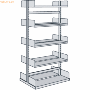 Kerkmann Bibliotheks-Regal Univers doppelt Grundfeld 75x25x200cm mit 2