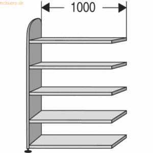 Kerkmann Regalfeld Büroregal Dante BXHxT 1000x1900x325mm weiß 5 Böden