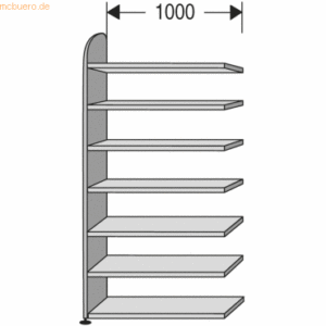 Kerkmann Regalfeld Büroregal Dante BXHxT 1000x2600x325mm weiß 7 Böden