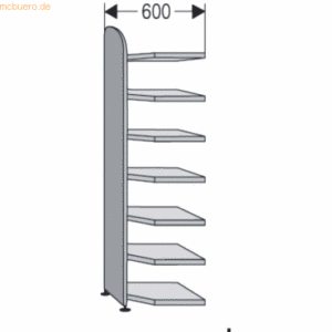 Kerkmann Büroregal Dante Eckfeld 7 OH 7 Böden 60x60x260cm mit Rückwand