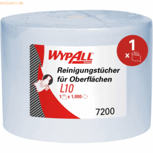 Wypall Wischtücher Wypall L10 Extra+ 1-lagig 38x24cm Großrolle blau