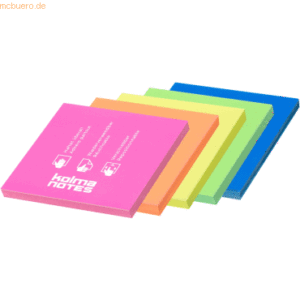 10 x Kolma Haftnotizen Notes 76x76mm PP 100 Blatt sortiert