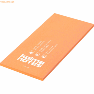 10 x Kolma Haftnotizen Notes 99x210mm PP 100 Blatt orange