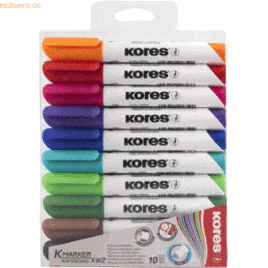 Kores Whiteboardmarker 3-5mm Keilspitze Set mit 10 Farben