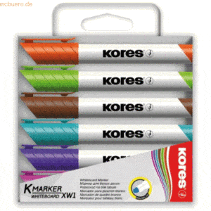 Kores Whiteboardmarker 3mm Rundspitze Set mit 6 Farben pink