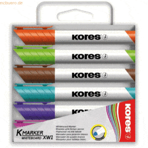 Kores Whiteboardmarker 3-5mm Keilspitze Set mit 6 Farben pink