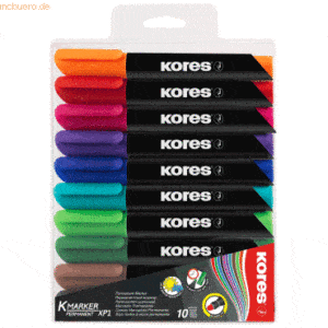Kores Permanentmarker XP1 3mm Rundspitze Set mit 10 Farben