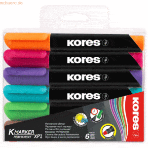 Kores Permanentmarker XP1 3mm Rundspitze Set mit 6 Farben