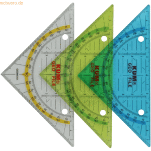 15 x Kum Geodreieck 261 Geo File 16cm farbig sortiert