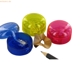 24 x Kum Bleistiftspitzer 201 Ice Blockform Kunststoff farbig sortiert
