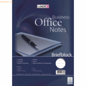 5 x Landre Briefblock Office A4 100 Blatt 60 g/qm liniert