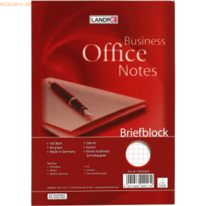 5 x Landre Briefblock Office A5 100 Blatt 70 g/qm kariert