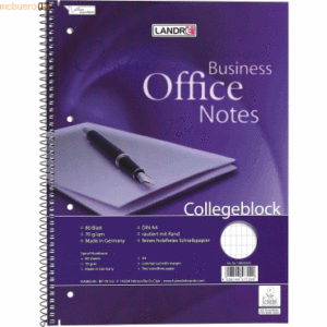 10 x Landre Collegeblock Office A4+ 80 Blatt 70 g/qm 4-fach gelocht ra