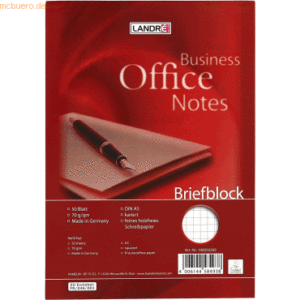 10 x Landre Briefblock Office A5 50 Blatt 70 g/qm kariert