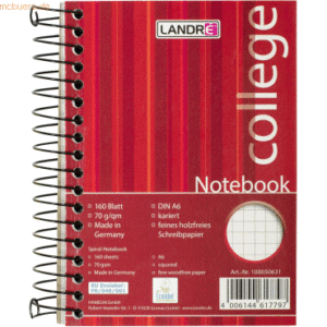 5 x Landre Notebook College A6 160 Blatt 70 g/qm kariert