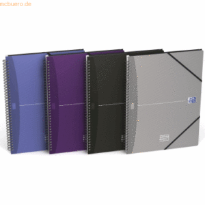 5 x Oxford Meetingbook mit Gummizug A4+ kariert 90 Blatt farbig sortie