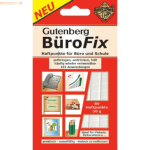 12 x Gutenberg Klebepads Bürofix weiß 50g Inhalt 80 Stück