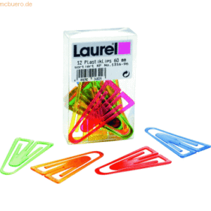 Laurel Büroklammern Plastiklips 60mm VE=10 Stück Kristallfarben sortie