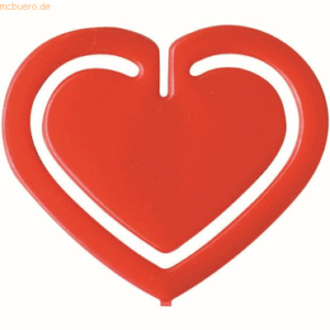 Laurel Büroklammern Herzklip 30mm VE=1000 Stück rot
