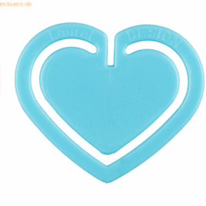 20 x Laurel Büroklammern Herzklip 30mm VE=12 Stück hellblau