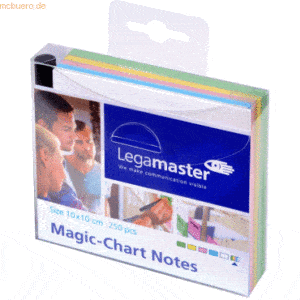 Legamaster Magic-Chart Notes PP blanko 10x10cm farbig sortiert VE=250